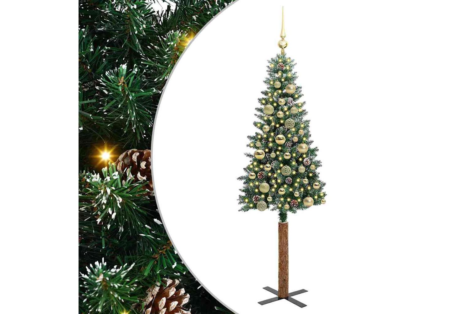 Vidaxl Slim Christmas Tree With 150 Leds Green And White 150 Cm
