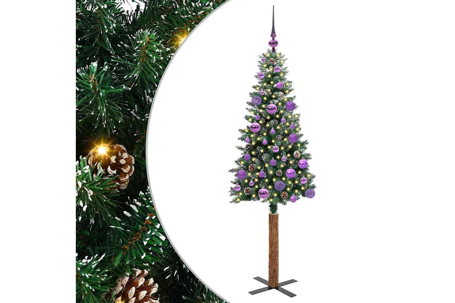 Vidaxl Slim Christmas Tree With 150 Leds Green And White 150 Cm