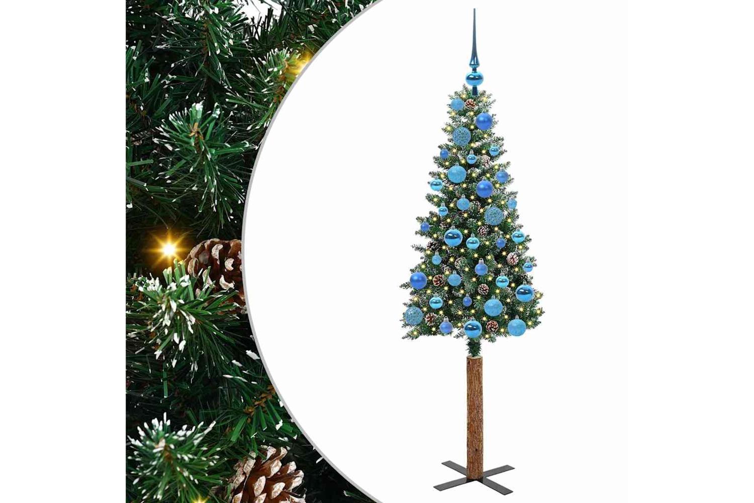 Vidaxl Slim Christmas Tree With 150 Leds Green And White 150 Cm