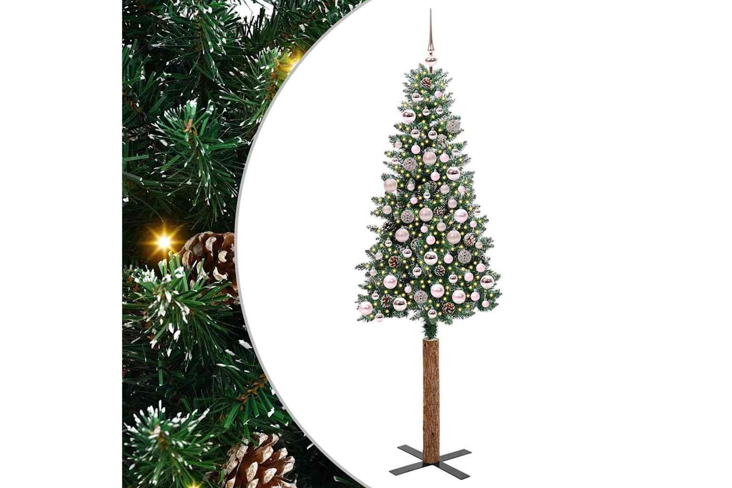 Vidaxl Slim Christmas Tree With 300 Leds Green And White 180 Cm