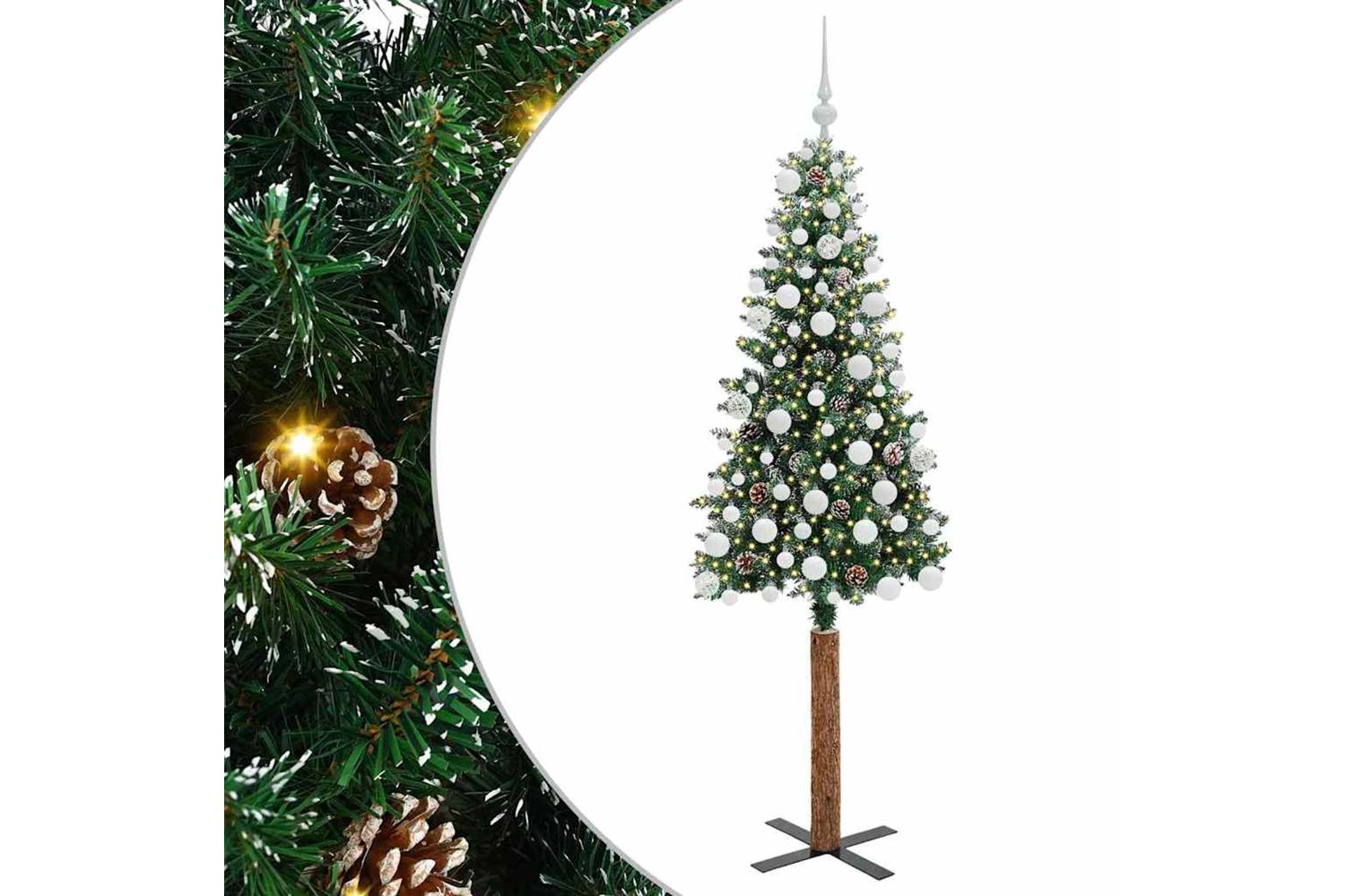 Vidaxl Slim Christmas Tree With 300 Leds Green And White 180 Cm