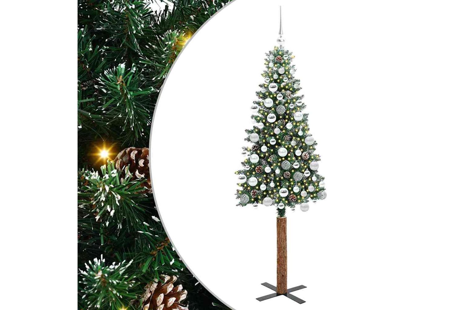 Vidaxl Slim Christmas Tree With 300 Leds Green And White 180 Cm