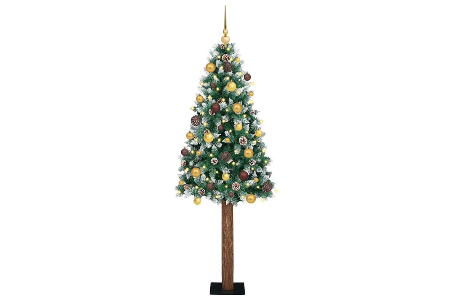 Vidaxl Slim Christmas Tree With 300 Leds Green And White 210 Cm