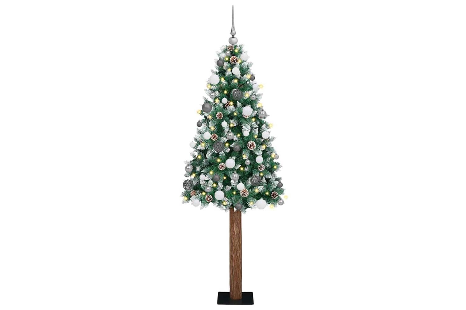 Vidaxl Slim Christmas Tree With 300 Leds Green And White 210 Cm