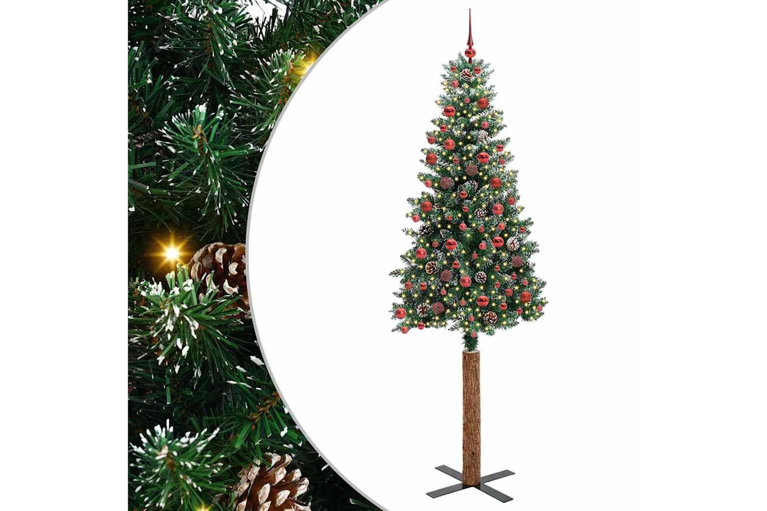 Vidaxl Slim Christmas Tree With 300 Leds Green And White 210 Cm