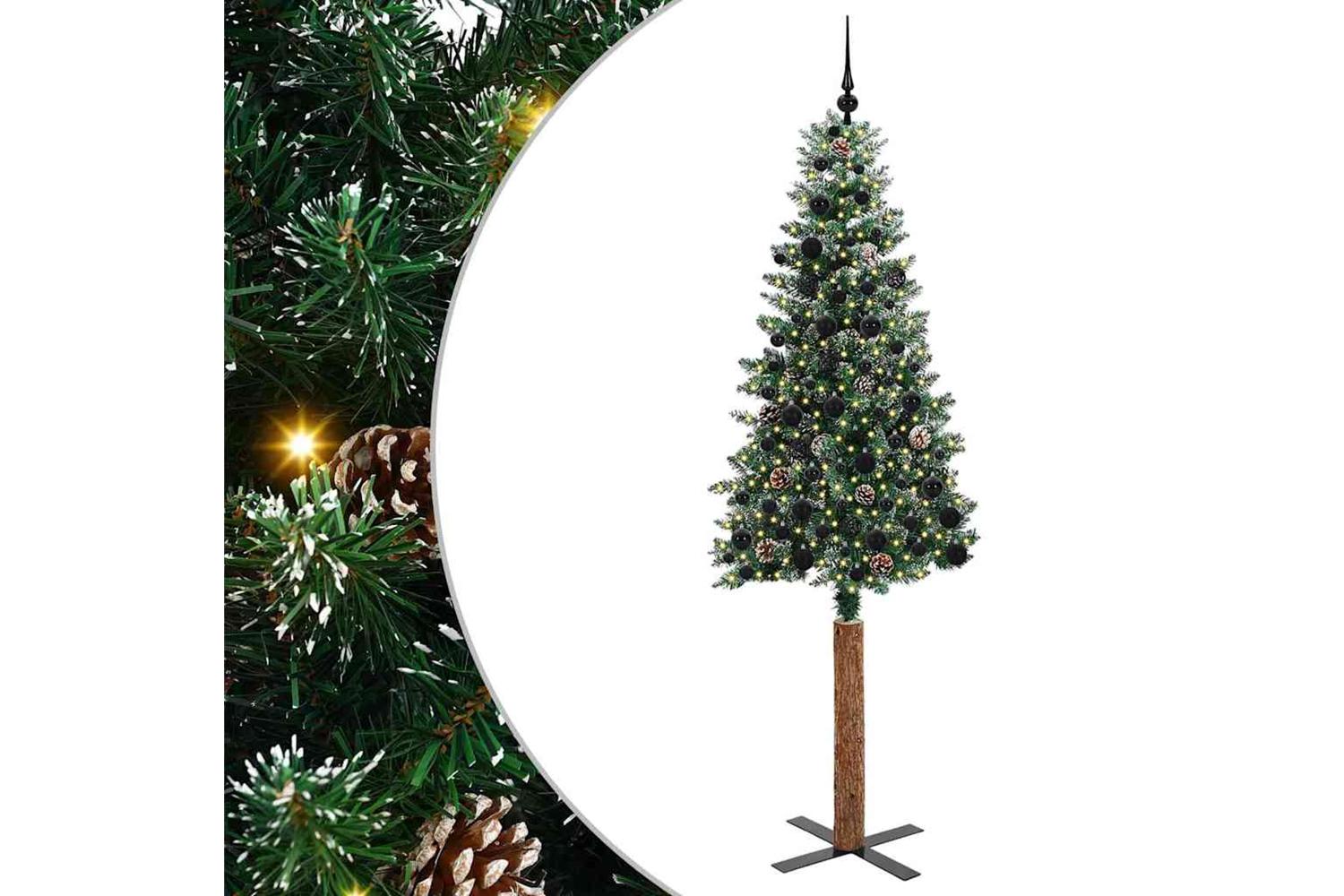 Vidaxl Slim Christmas Tree With 300 Leds Green And White 210 Cm