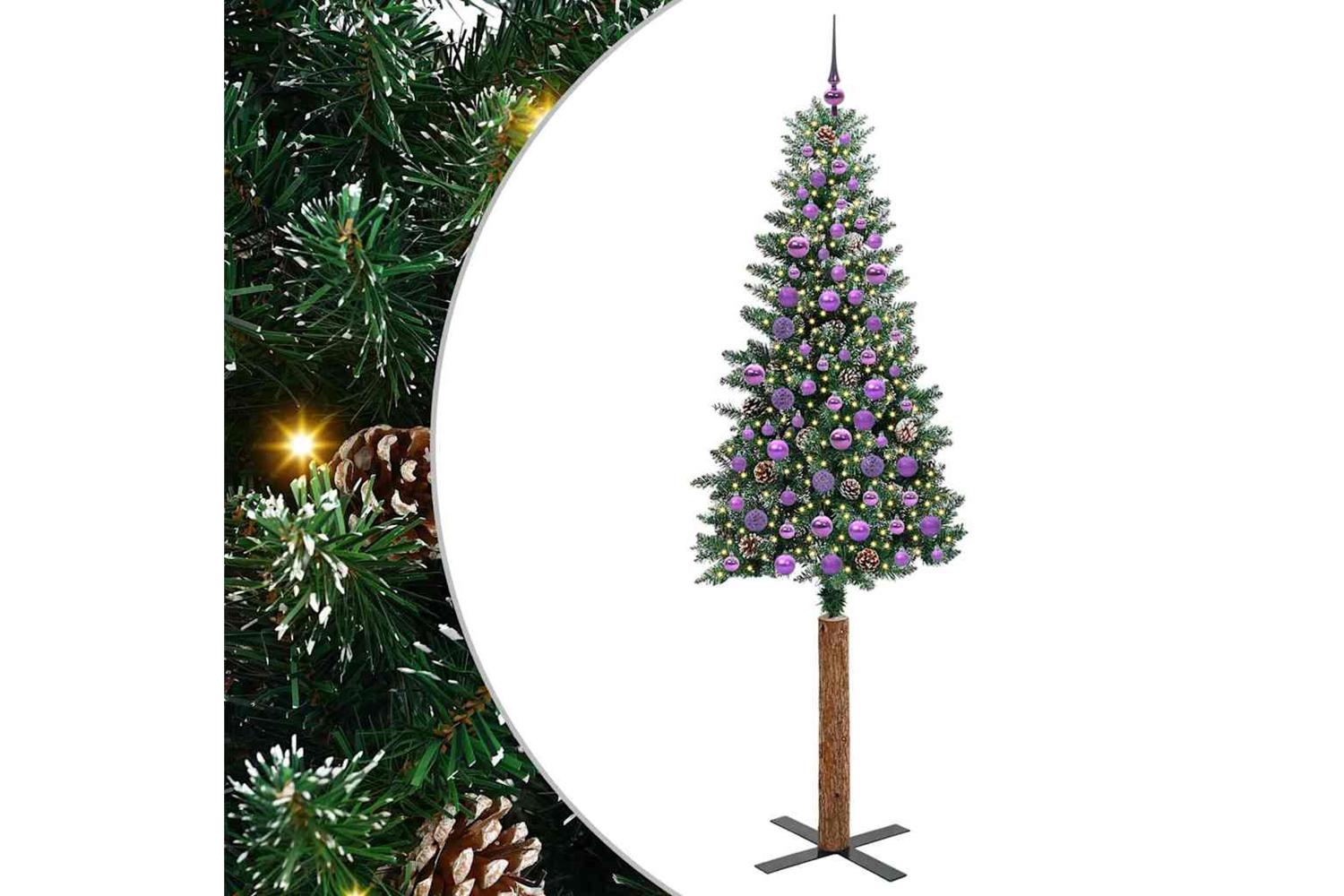 Vidaxl Slim Christmas Tree With 300 Leds Green And White 210 Cm