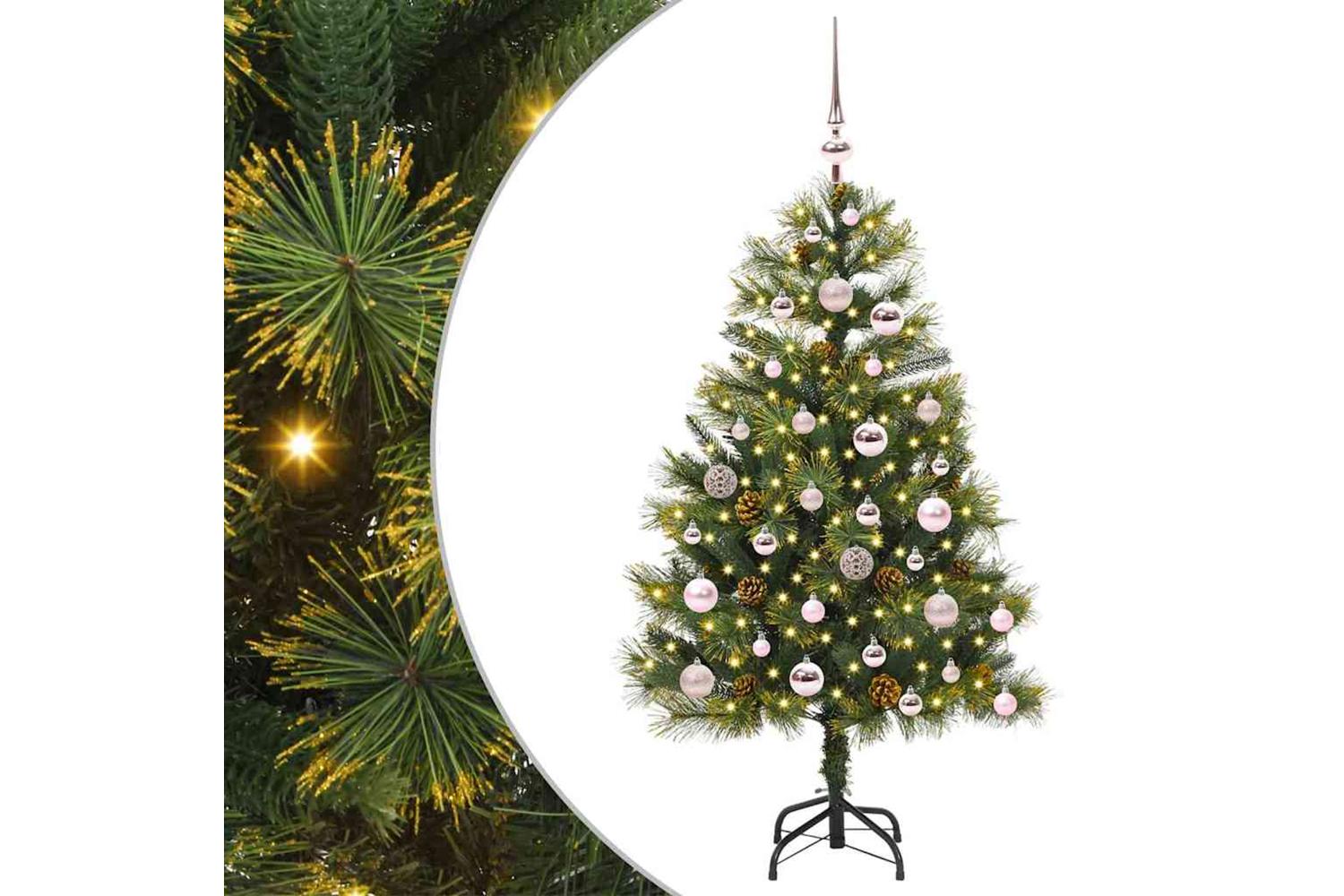 Vidaxl Artificial Hinged Christmas Tree With Cones Green 120 Cm
