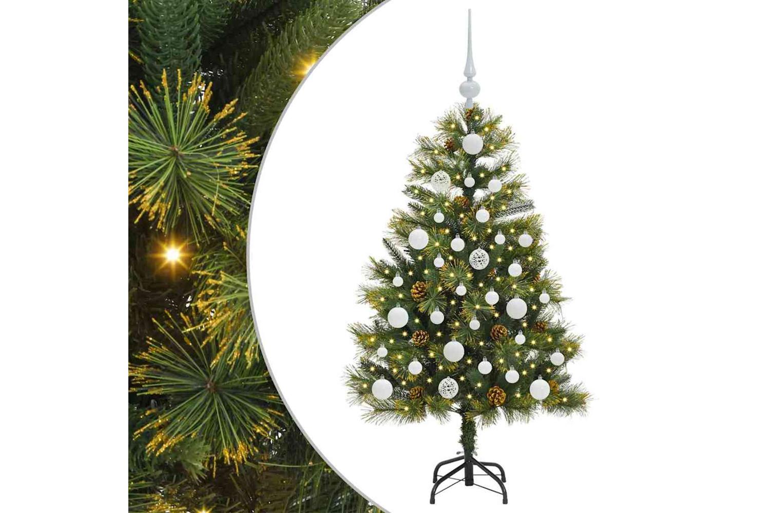 Vidaxl Artificial Hinged Christmas Tree With Cones Green 120 Cm