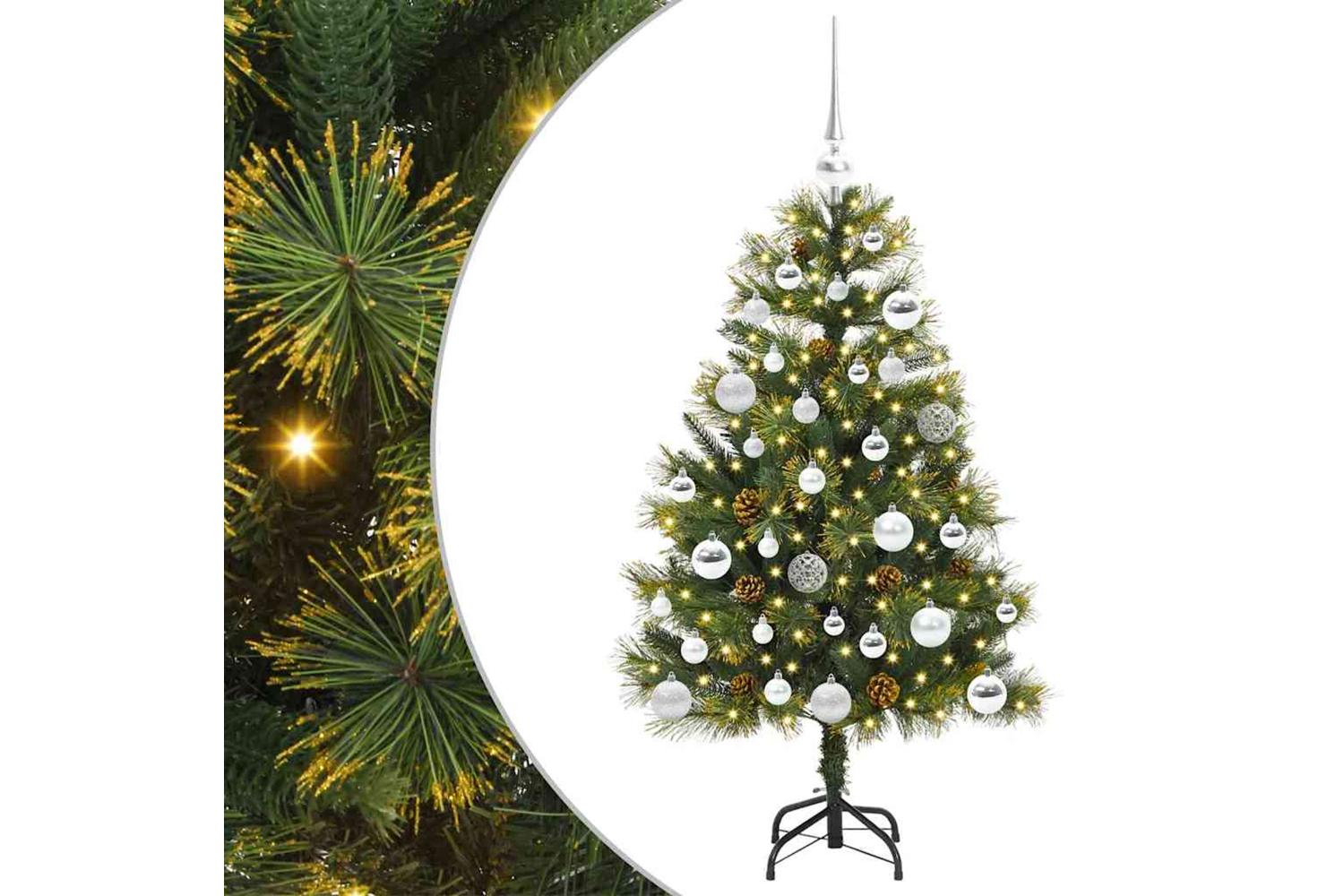 Vidaxl Artificial Hinged Christmas Tree With Cones Green 120 Cm