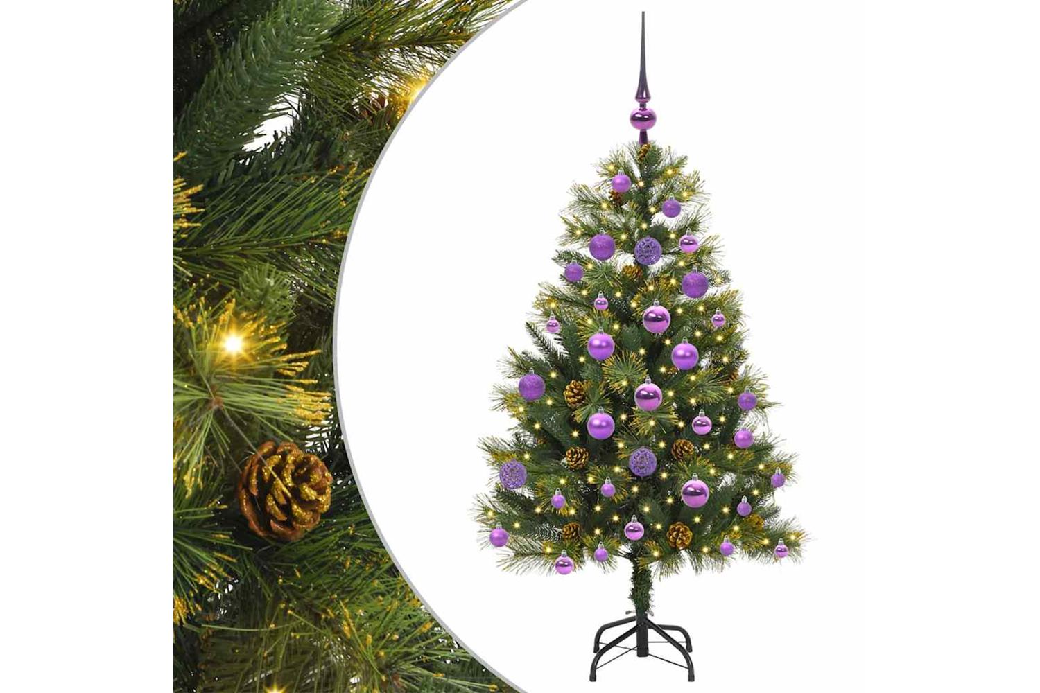 Vidaxl Artificial Hinged Christmas Tree With Cones Green 120 Cm