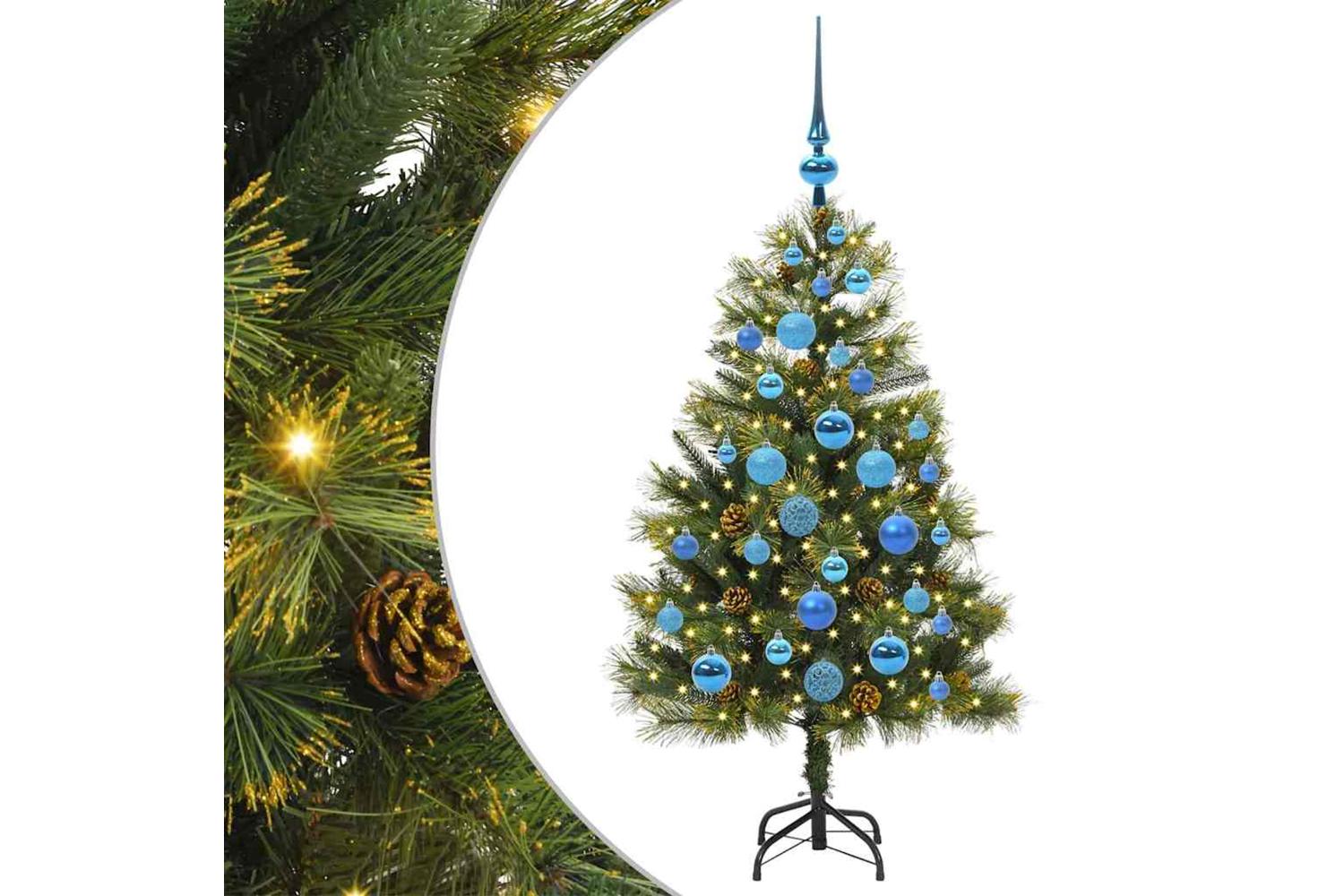 Vidaxl Artificial Hinged Christmas Tree With Cones Green 120 Cm