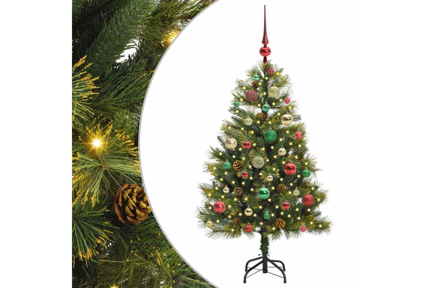 Vidaxl Artificial Hinged Christmas Tree With Cones Green 120 Cm