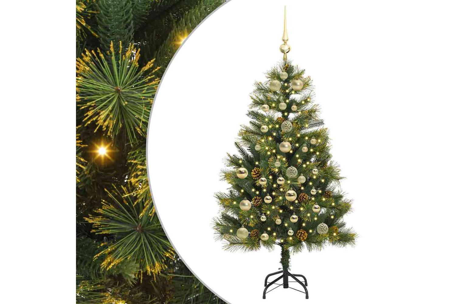 Vidaxl Artificial Hinged Christmas Tree With Cones Green 150 Cm
