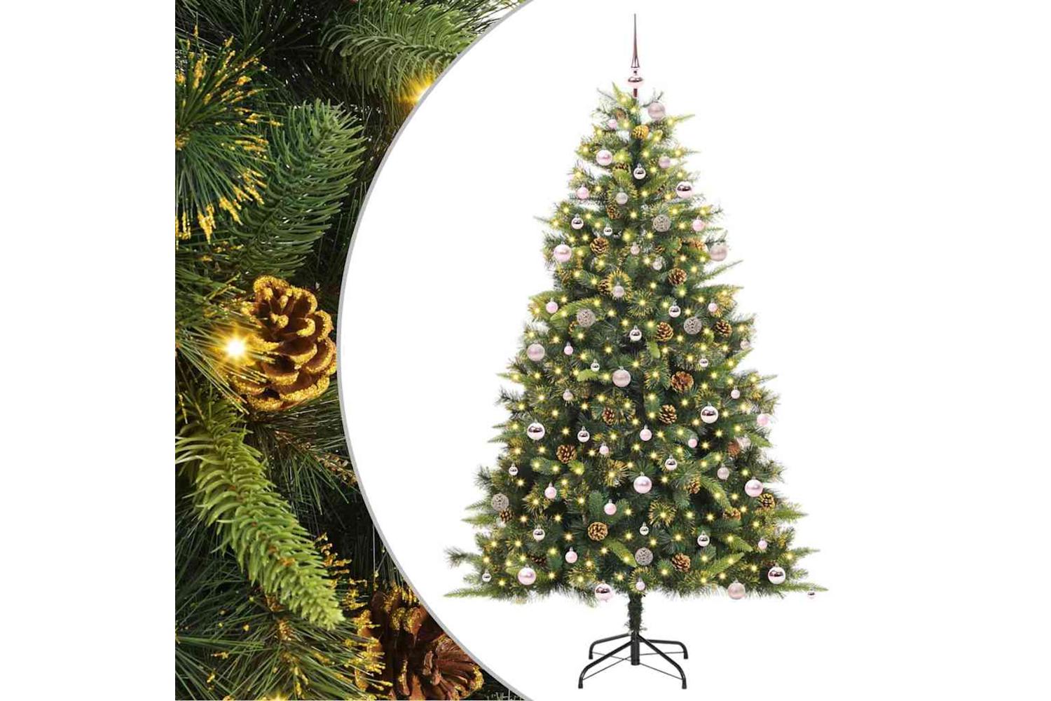 Vidaxl Artificial Hinged Christmas Tree With Cones Green 240 Cm