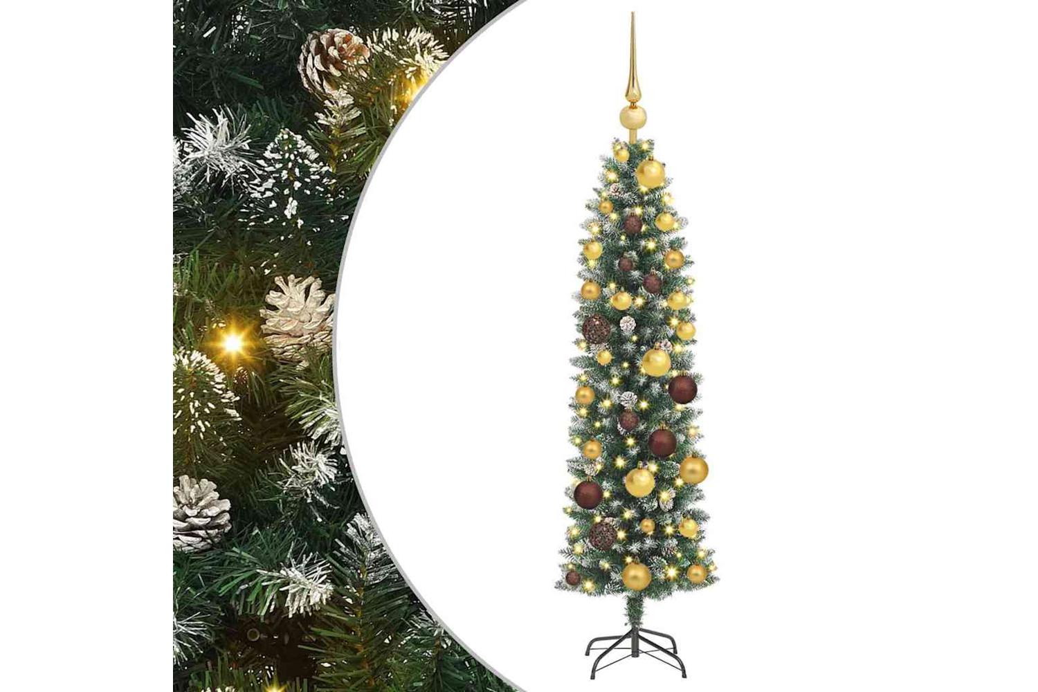 Vidaxl Artificial Slim Christmas Tree With 150 Leds Green 120 Cm
