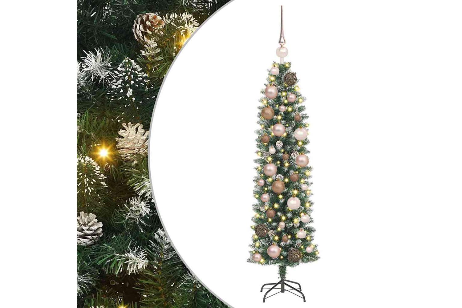 Vidaxl Artificial Slim Christmas Tree With 150 Leds Green 120 Cm