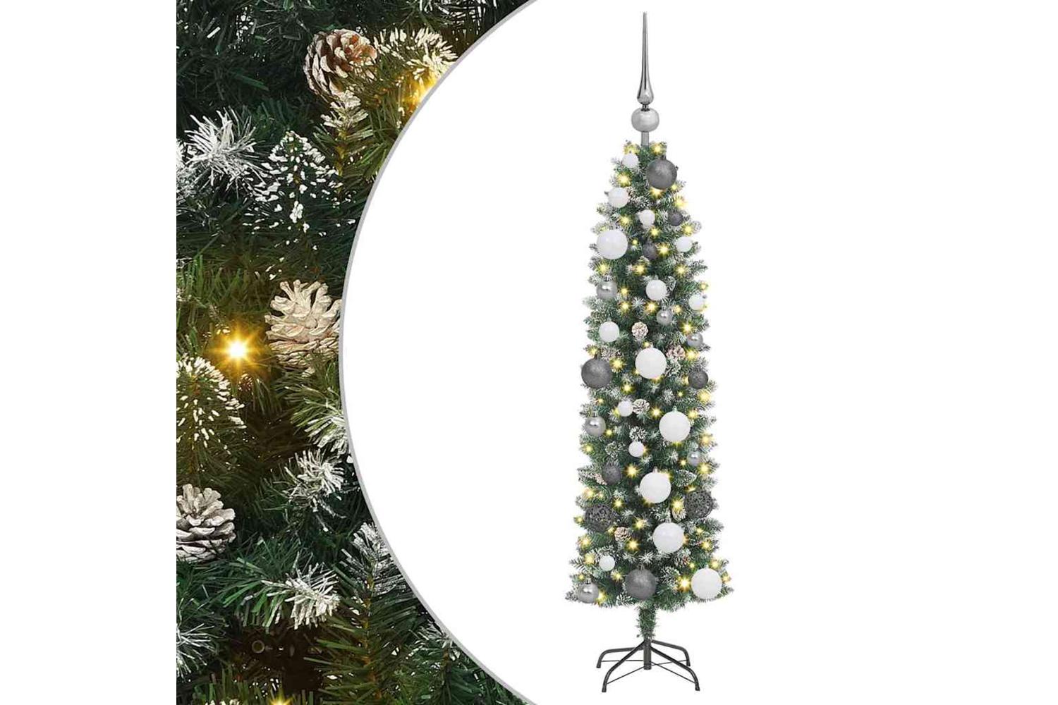 Vidaxl Artificial Slim Christmas Tree With 150 Leds Green 120 Cm