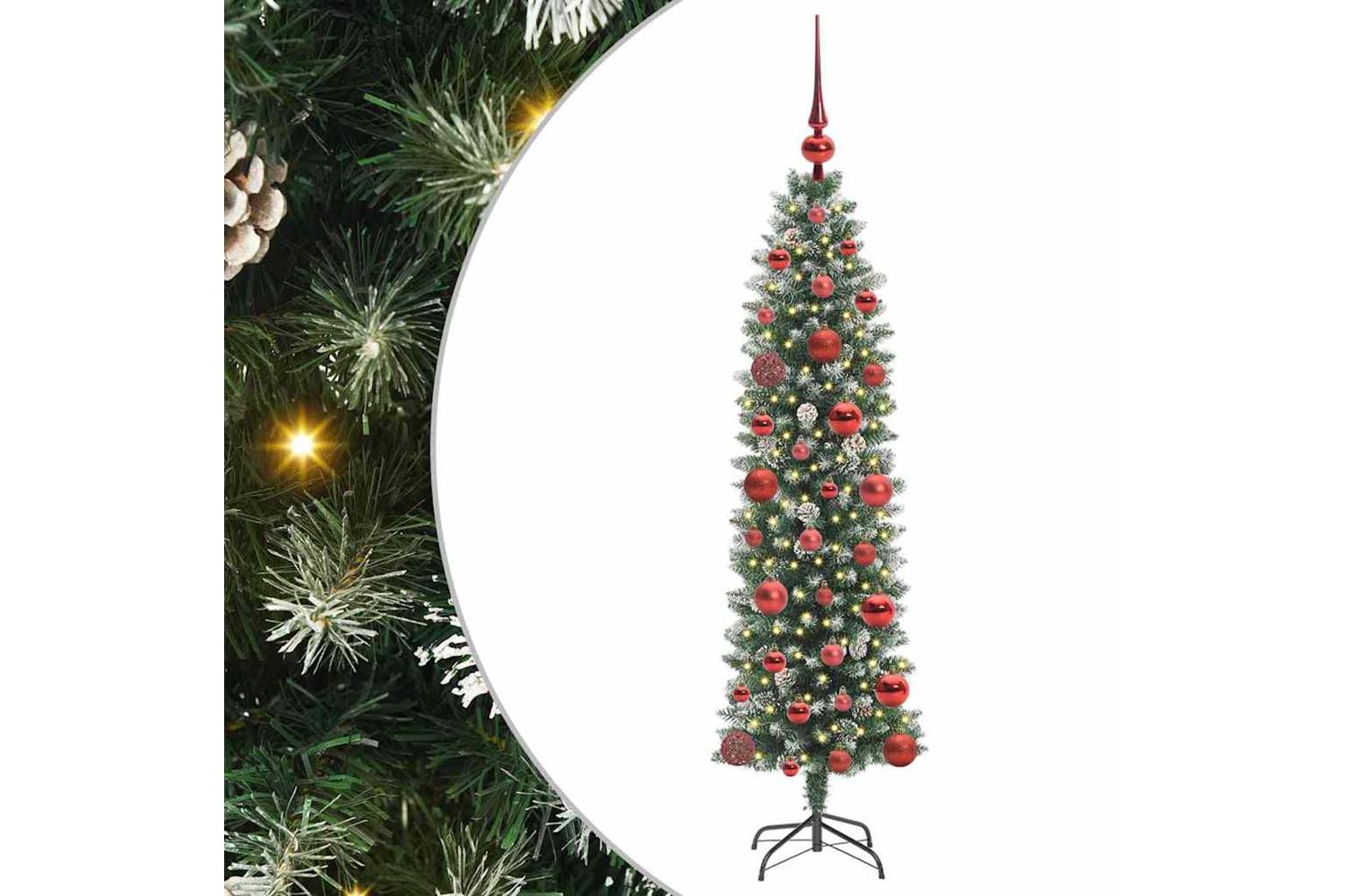 Vidaxl Artificial Slim Christmas Tree Green And White 120 Cm