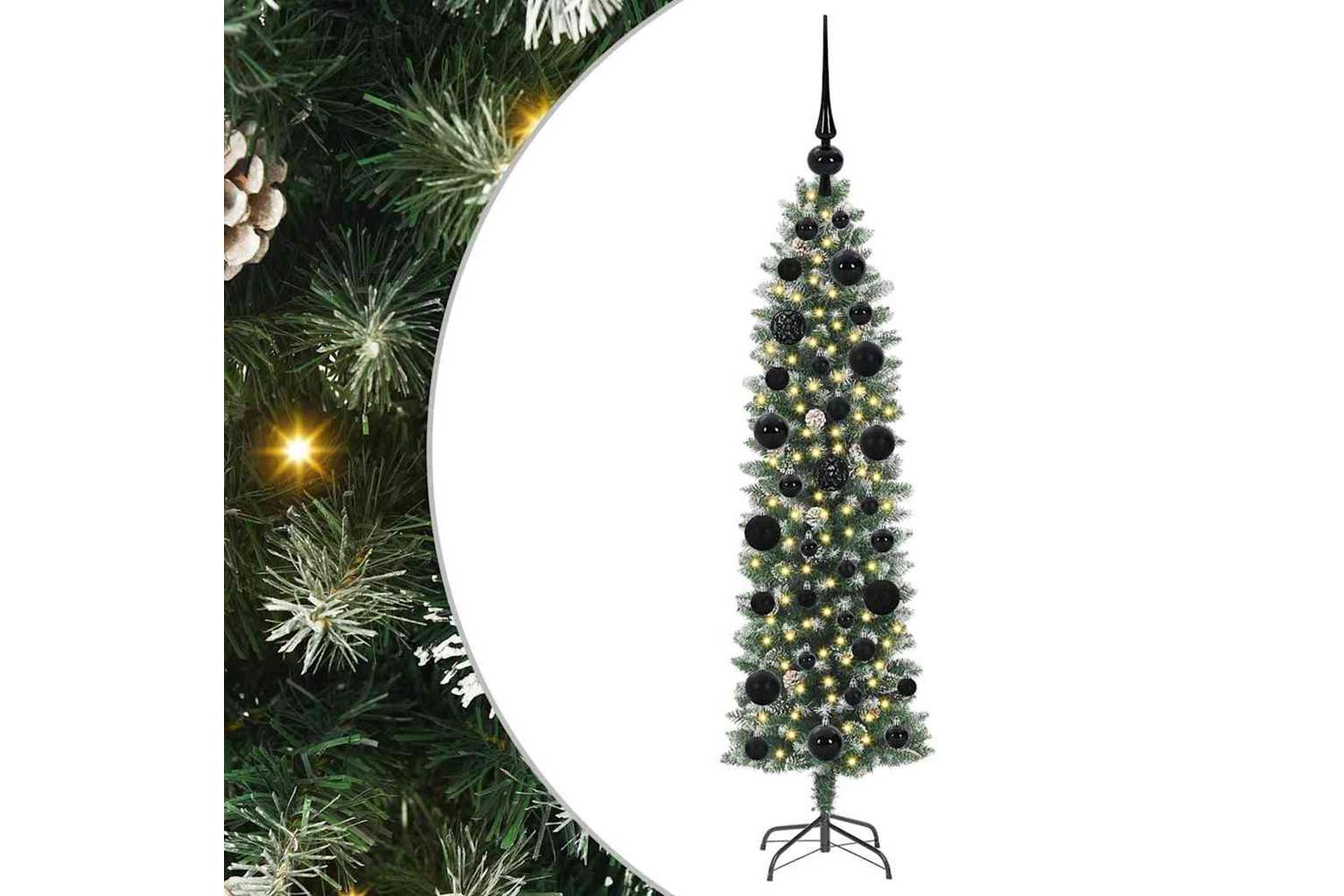 Vidaxl Artificial Slim Christmas Tree Green And White 120 Cm