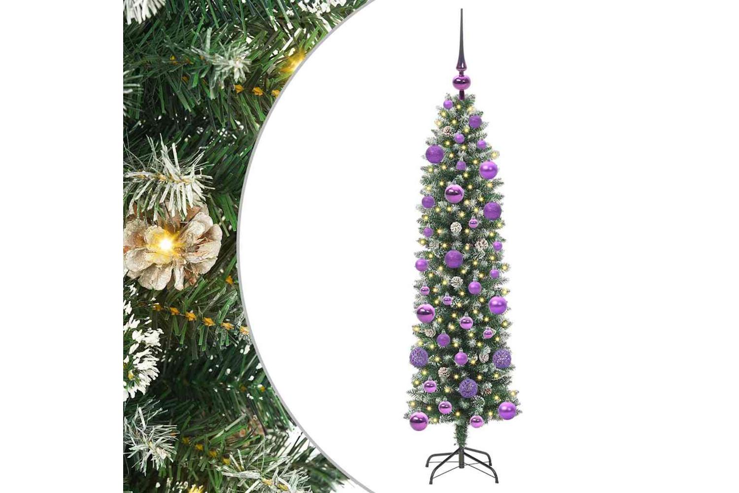 Vidaxl Artificial Slim Christmas Tree Green And White 120 Cm