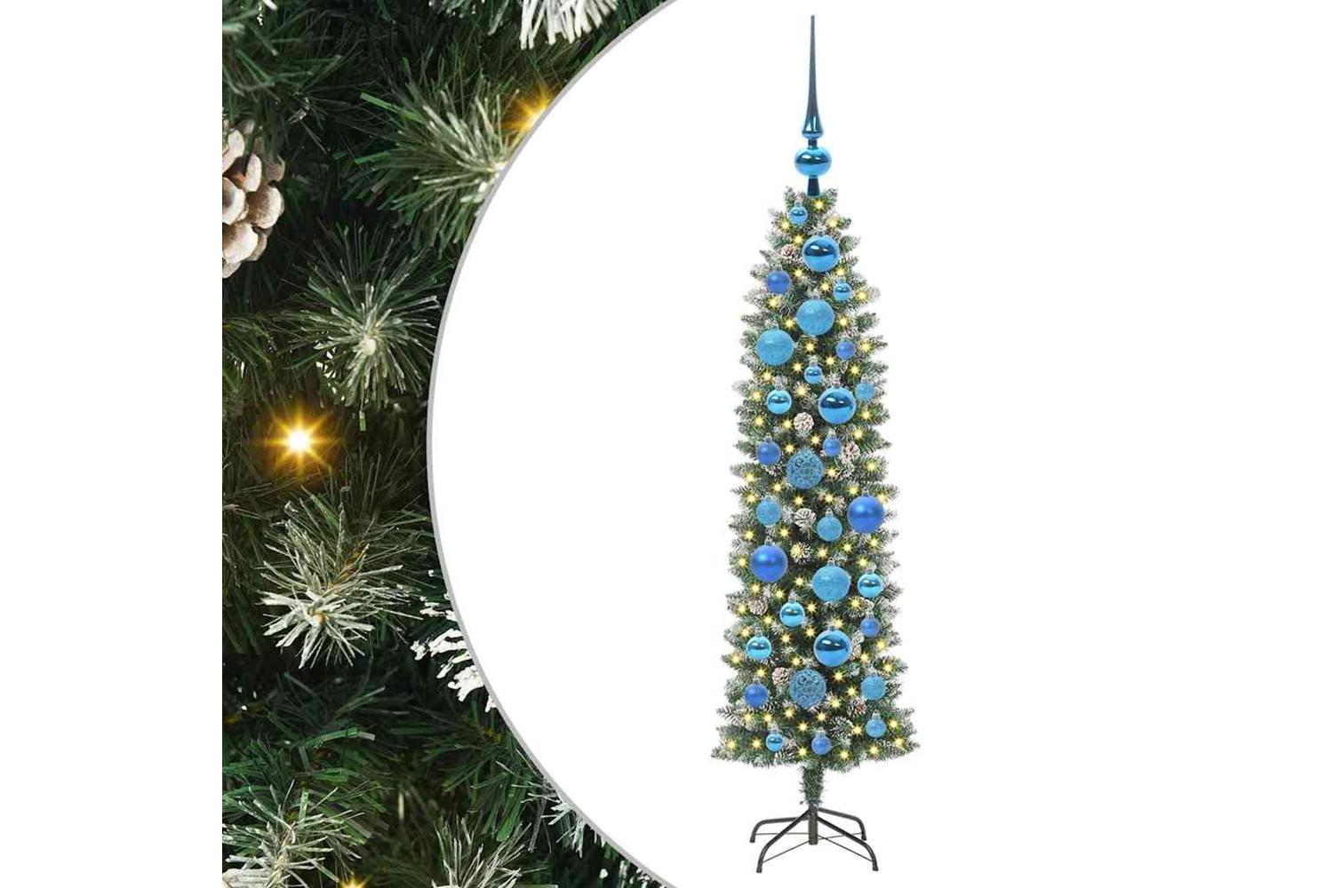 Vidaxl Artificial Slim Christmas Tree Green And White 120 Cm