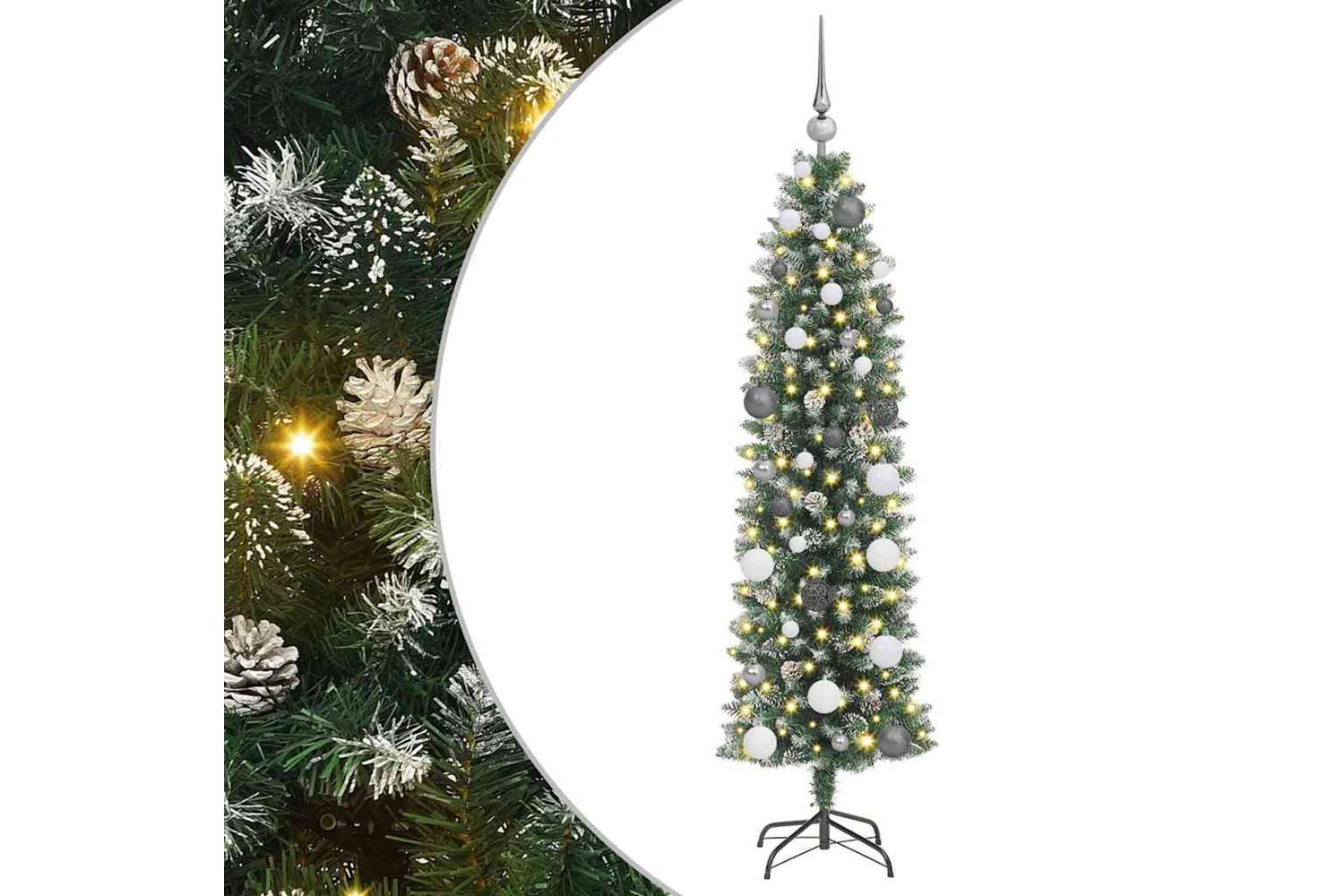 Vidaxl Artificial Slim Christmas Tree With 150 Leds Green 150 Cm