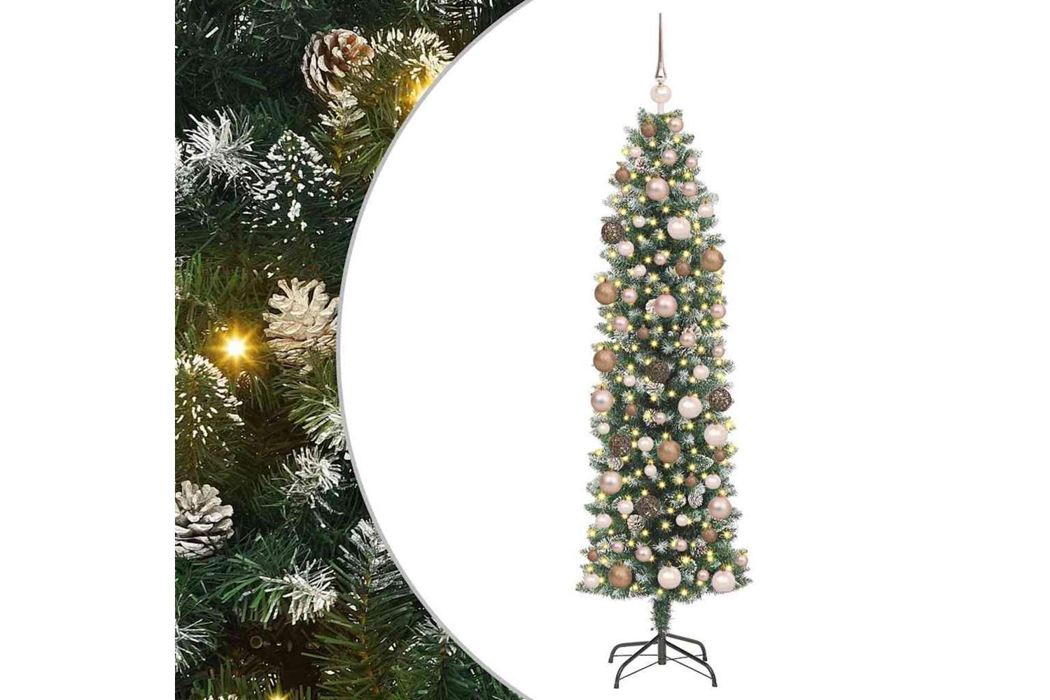 Vidaxl Artificial Slim Christmas Tree With 300 Leds Green 180 Cm