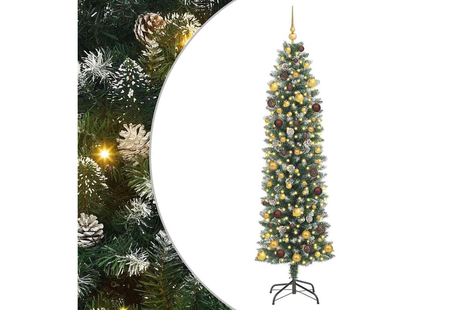 Vidaxl Artificial Slim Christmas Tree With 300 Leds Green 210 Cm