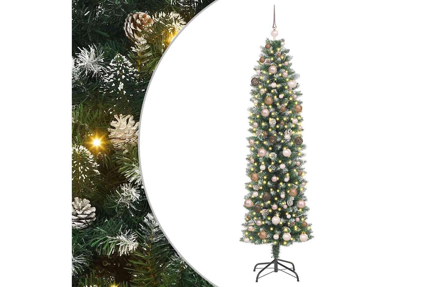 Vidaxl Artificial Slim Christmas Tree With 300 Leds Green 210 Cm