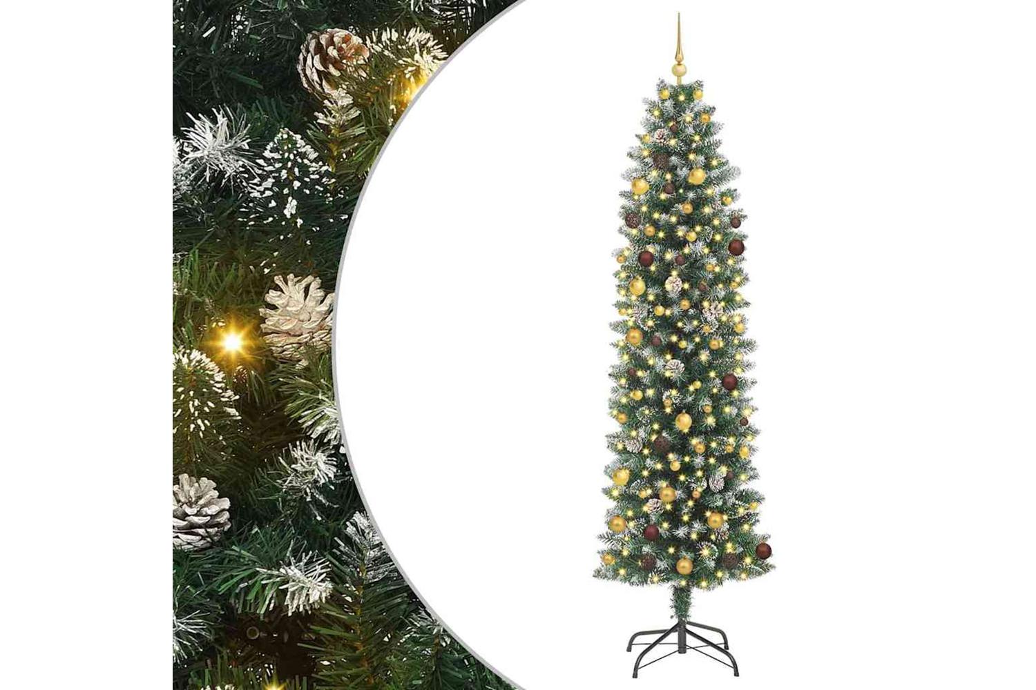 Vidaxl Artificial Slim Christmas Tree With 300 Leds Green 240 Cm