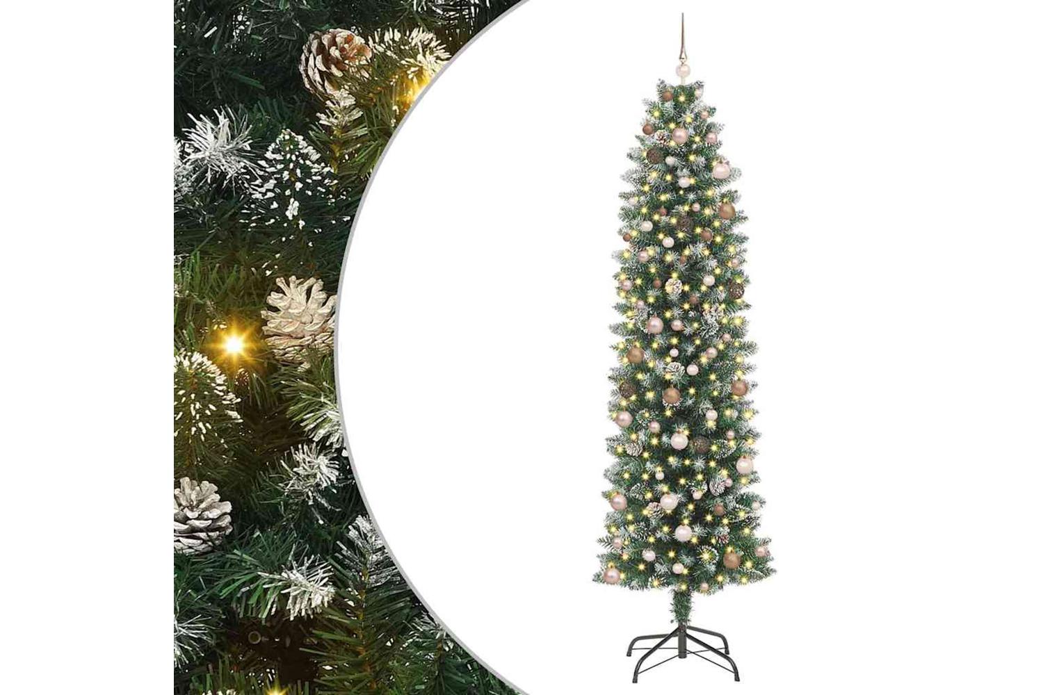 Vidaxl Artificial Slim Christmas Tree With 300 Leds Green 240 Cm