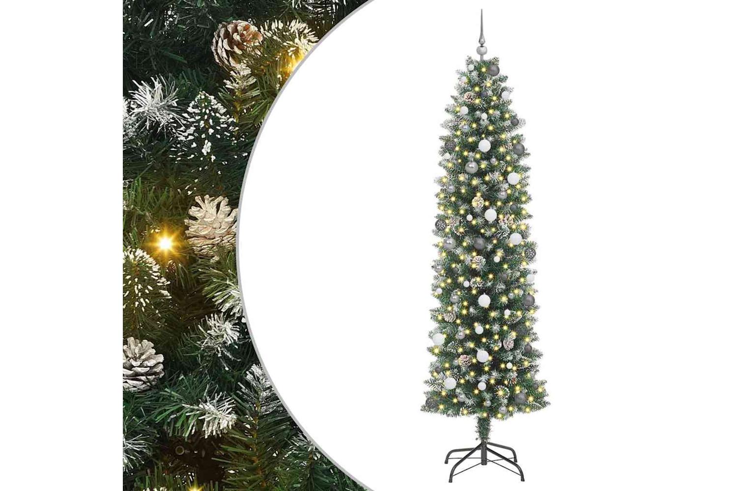 Vidaxl Artificial Slim Christmas Tree With 300 Leds Green 240 Cm