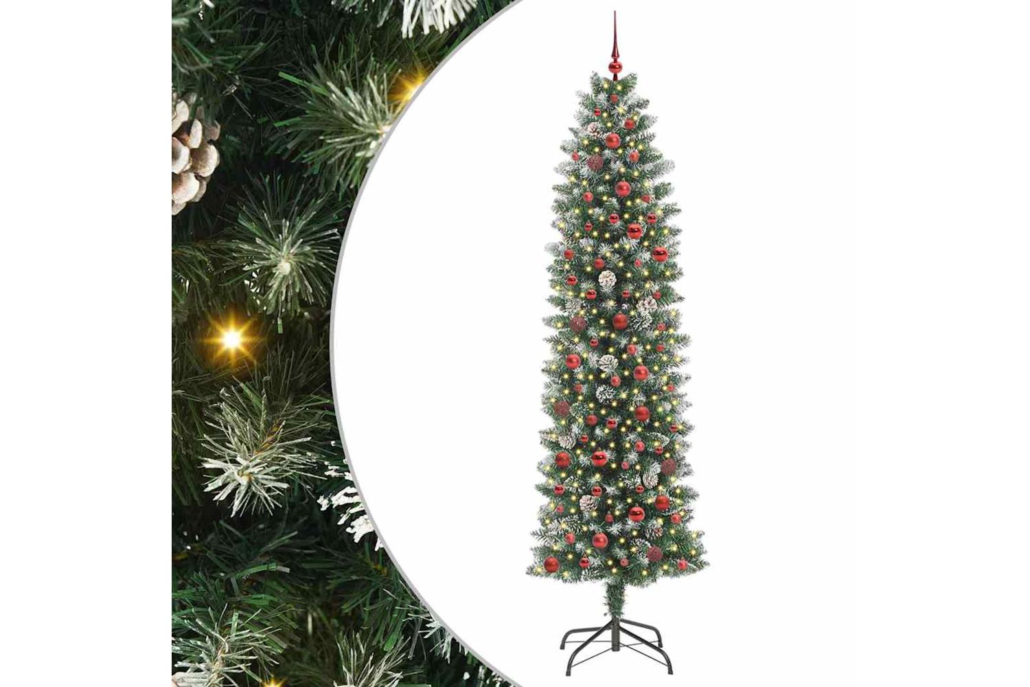 Vidaxl Artificial Slim Christmas Tree Green And White 240 Cm