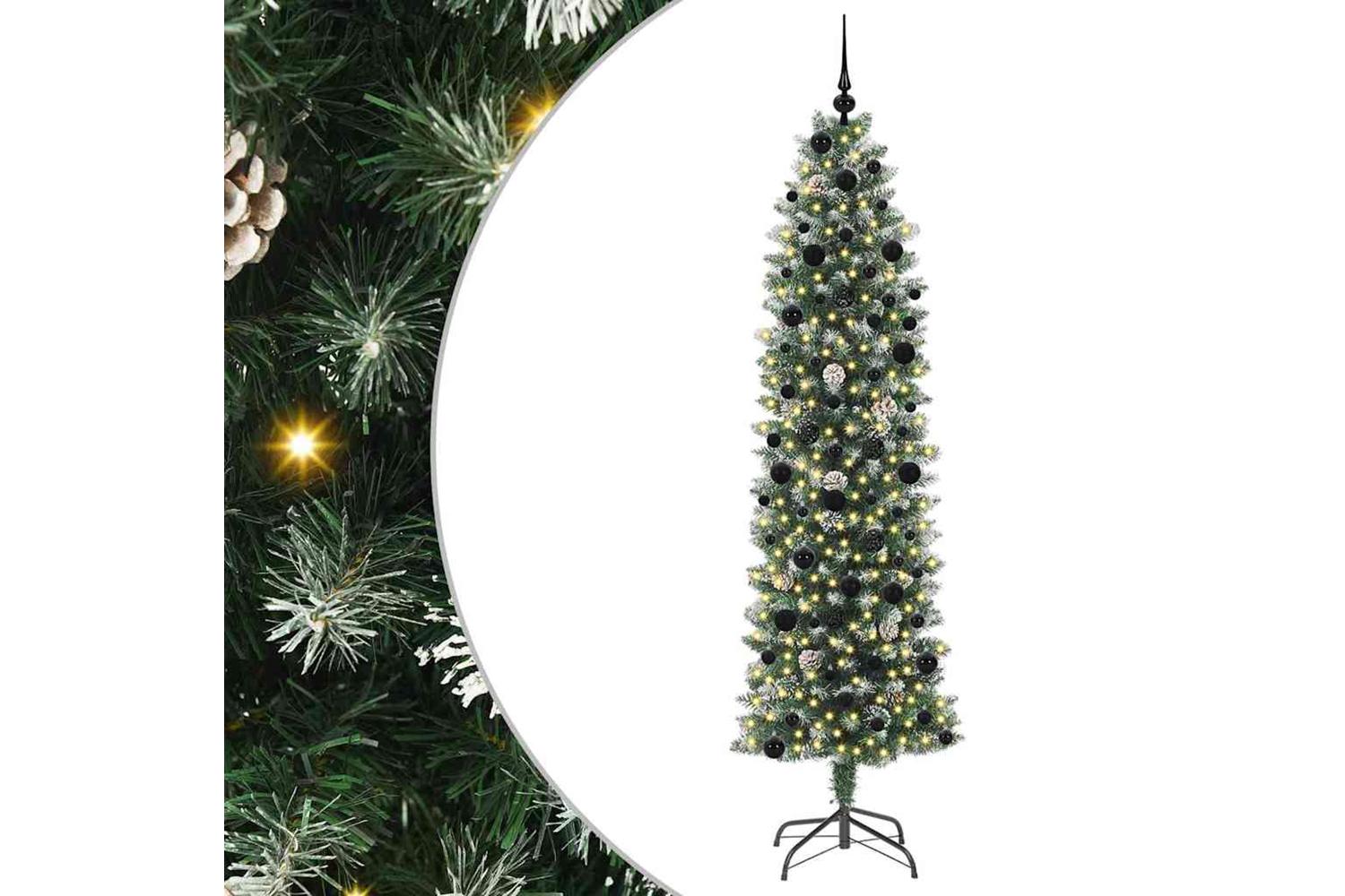 Vidaxl Artificial Slim Christmas Tree Green And White 240 Cm
