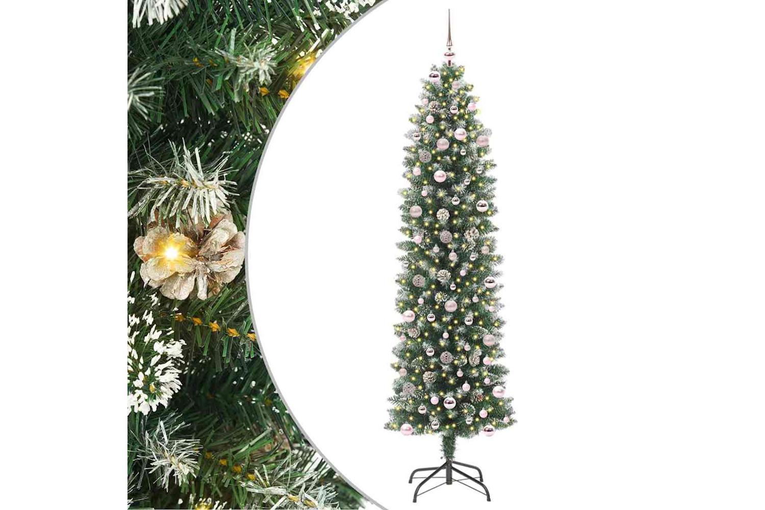 Vidaxl Artificial Slim Christmas Tree Green And White 240 Cm