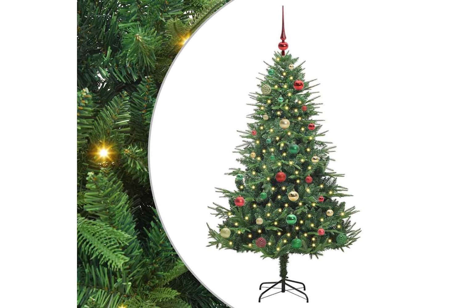 Vidaxl Artificial Pre-lit Christmas Tree With Ball Set Green 150 Cm