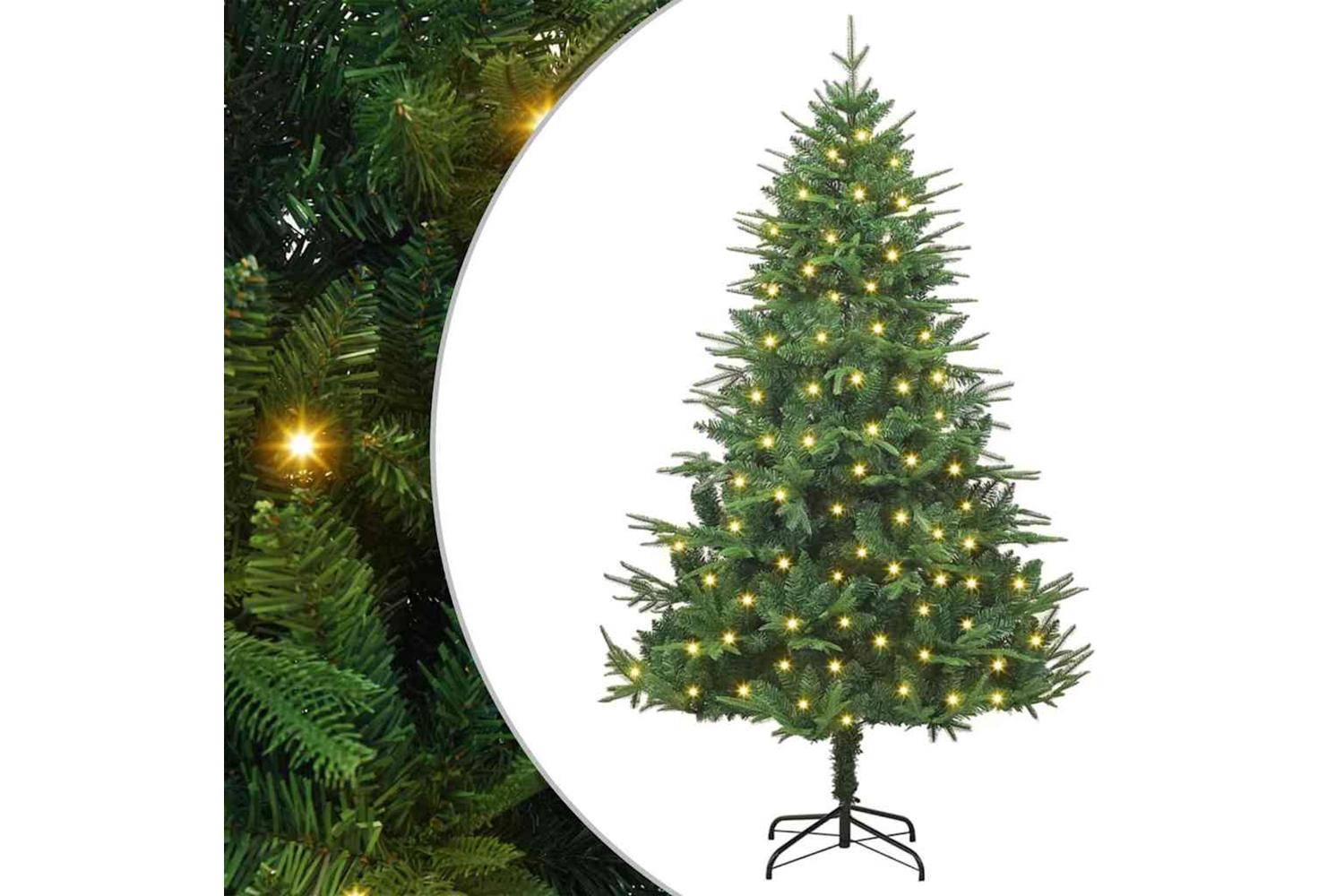 Vidaxl Artificial Pre-lit Christmas Tree Green 180 Cm Pvc And Pe