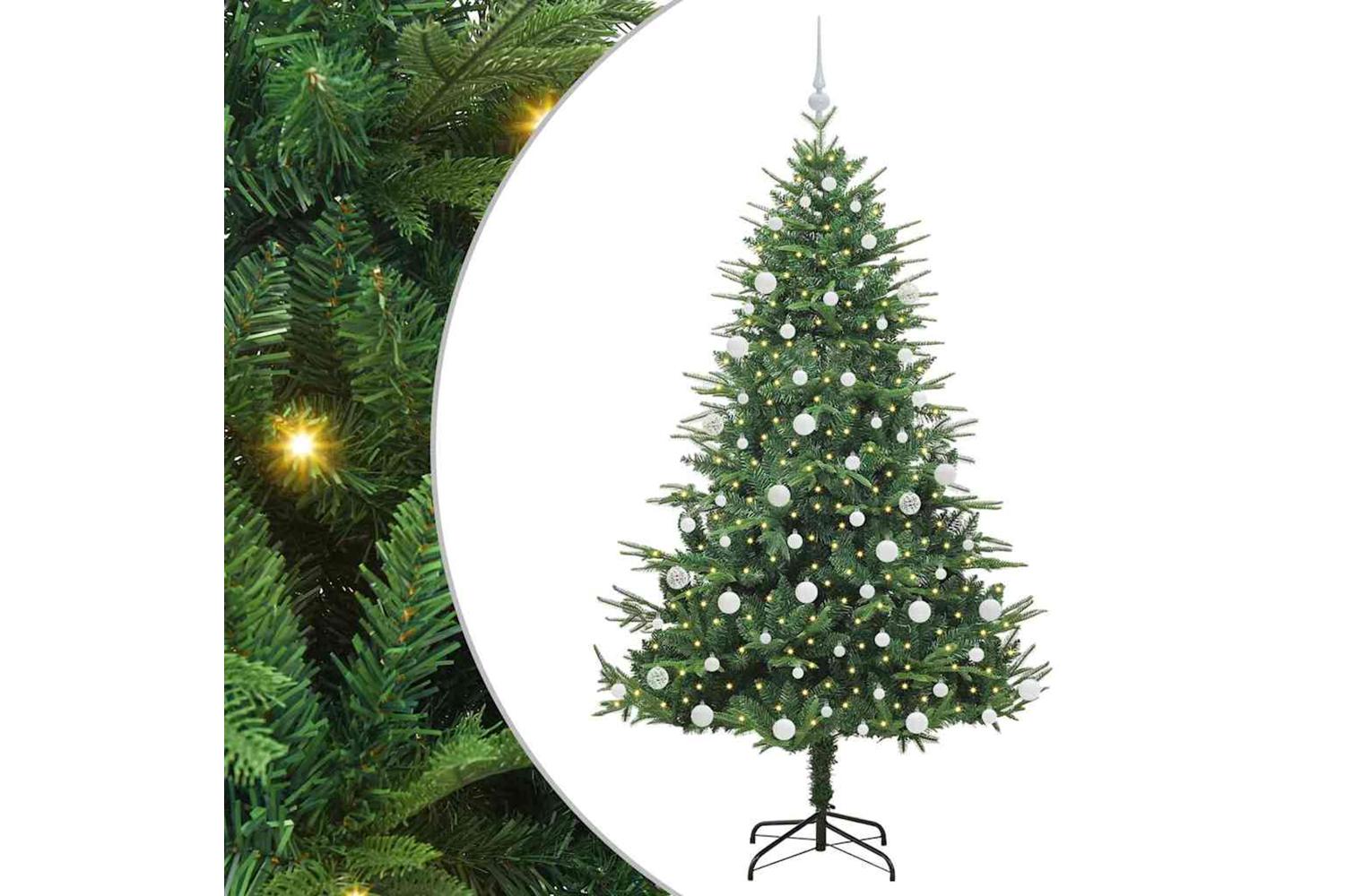Vidaxl Artificial Pre-lit Christmas Tree With Ball Set Green 180 Cm