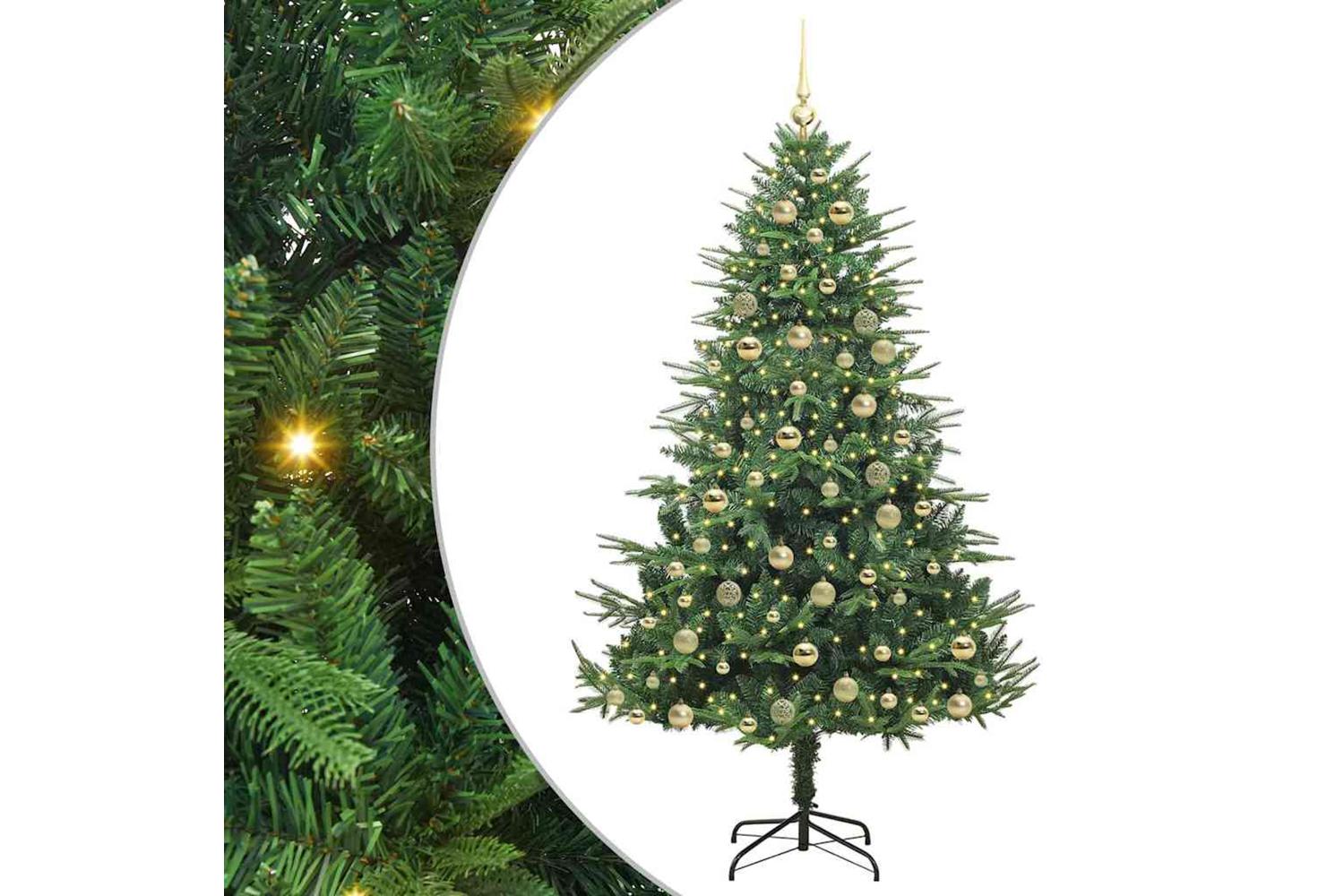 Vidaxl Artificial Pre-lit Christmas Tree With Ball Set Green 180 Cm