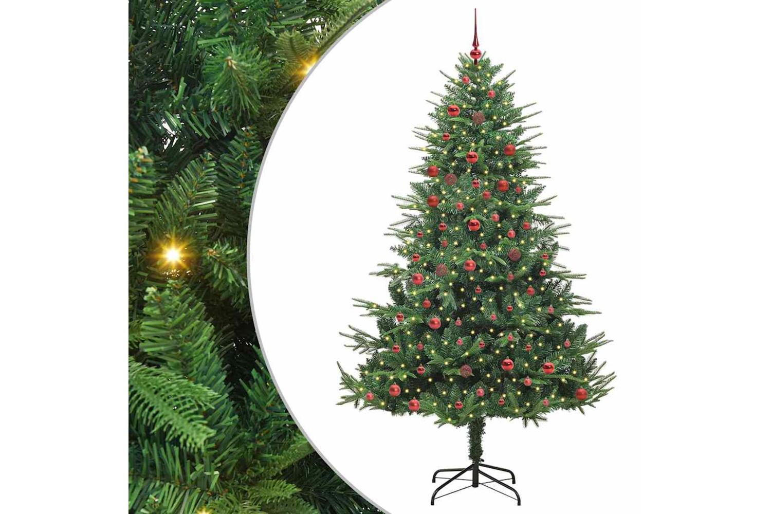 Vidaxl Artificial Pre-lit Christmas Tree With Ball Set Green 210 Cm