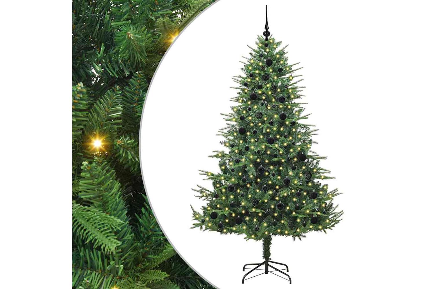 Vidaxl Artificial Pre-lit Christmas Tree With Ball Set Green 210 Cm