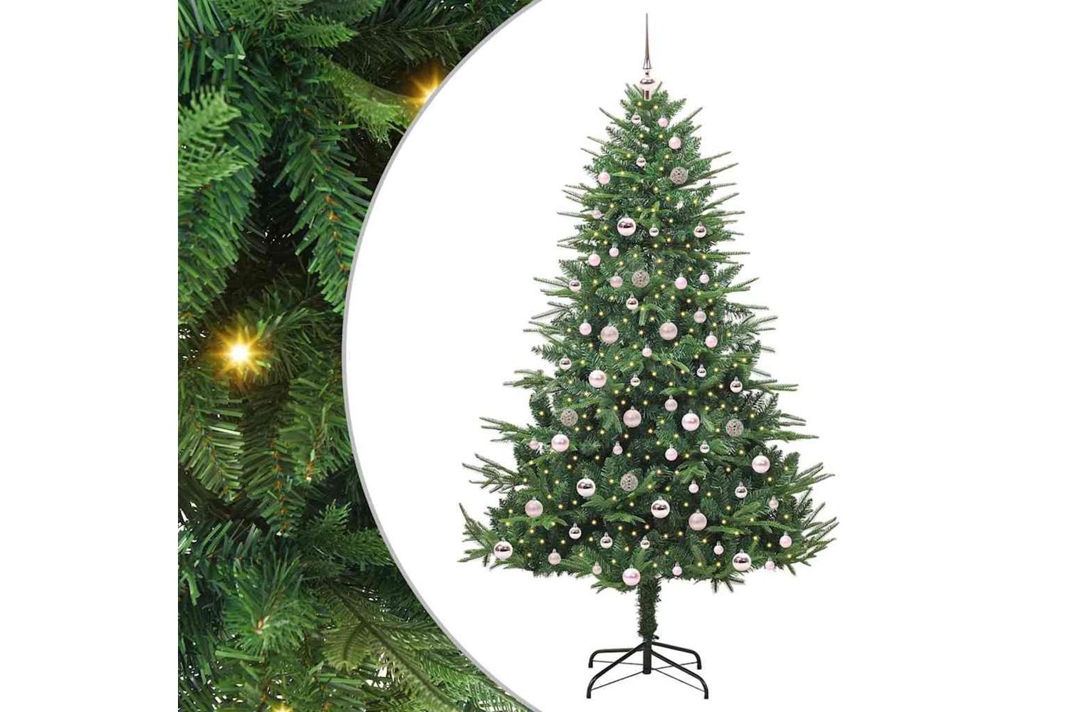 Vidaxl Artificial Pre-lit Christmas Tree With Ball Set Green 210 Cm