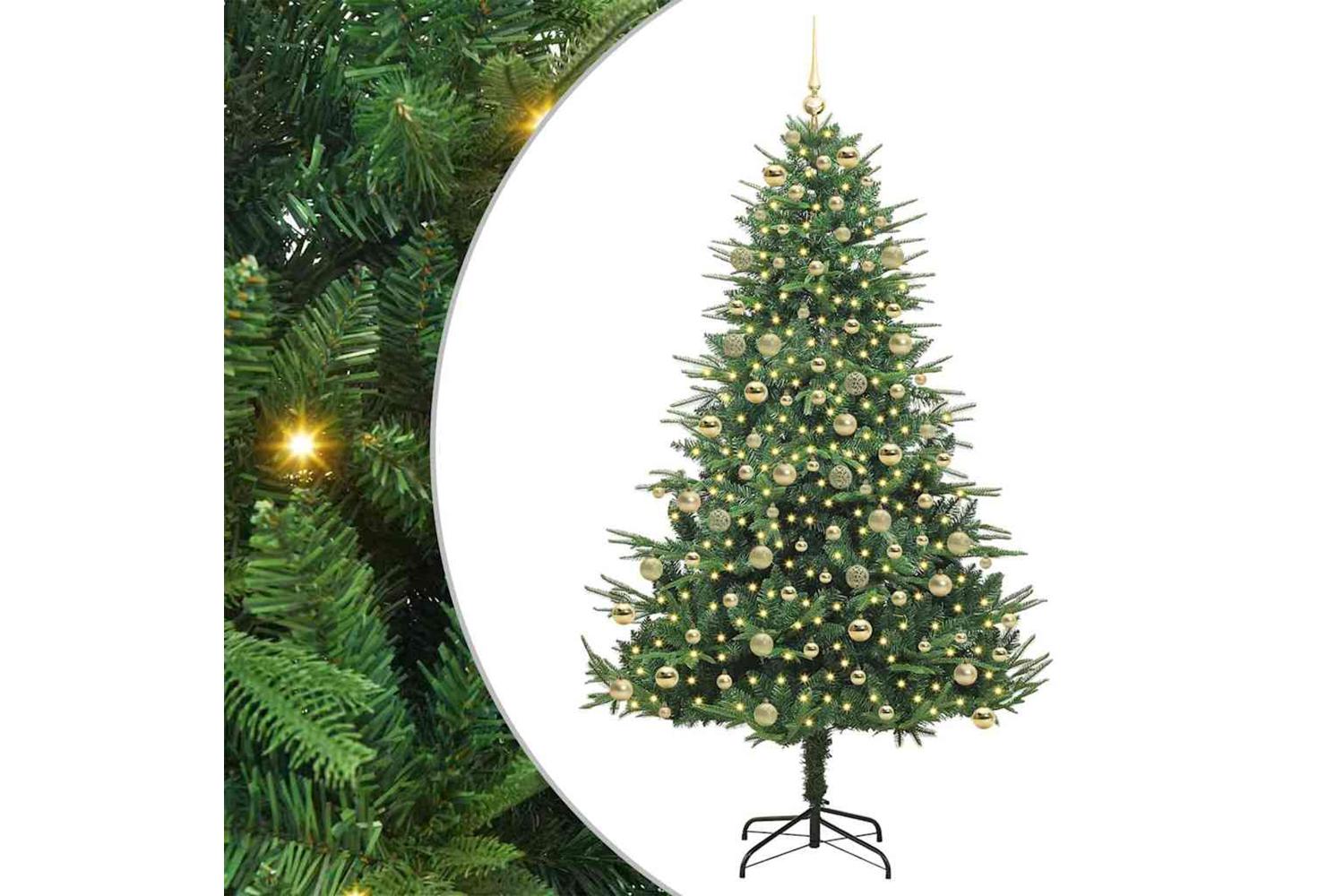 Vidaxl Artificial Pre-lit Christmas Tree With Ball Set Green 210 Cm