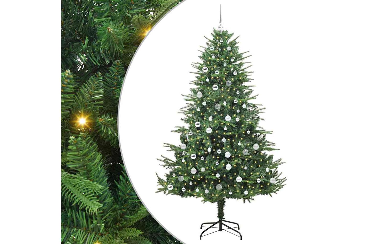 Vidaxl Artificial Pre-lit Christmas Tree With Ball Set Green 210 Cm