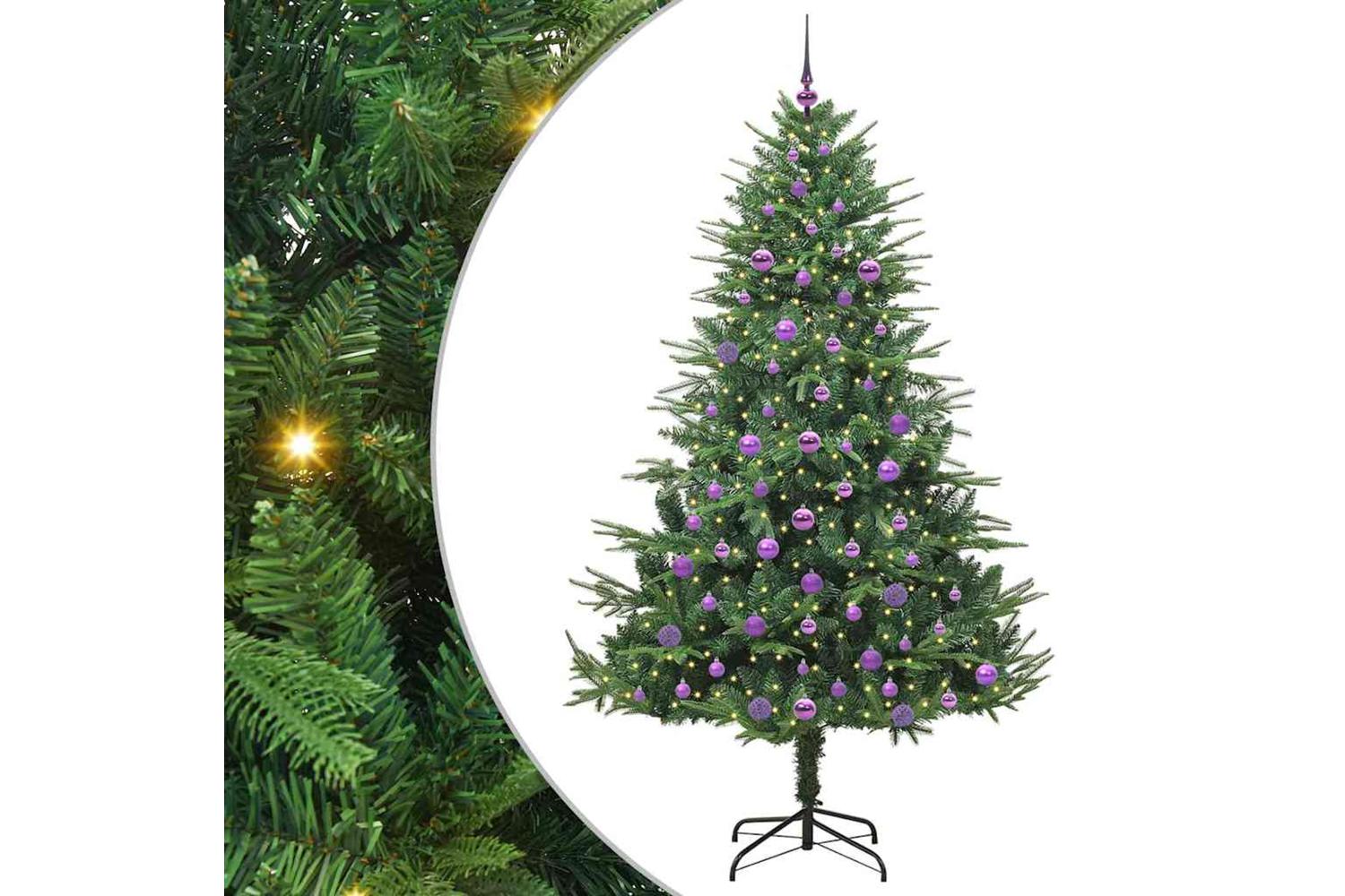 Vidaxl Artificial Pre-lit Christmas Tree With Ball Set Green 210 Cm