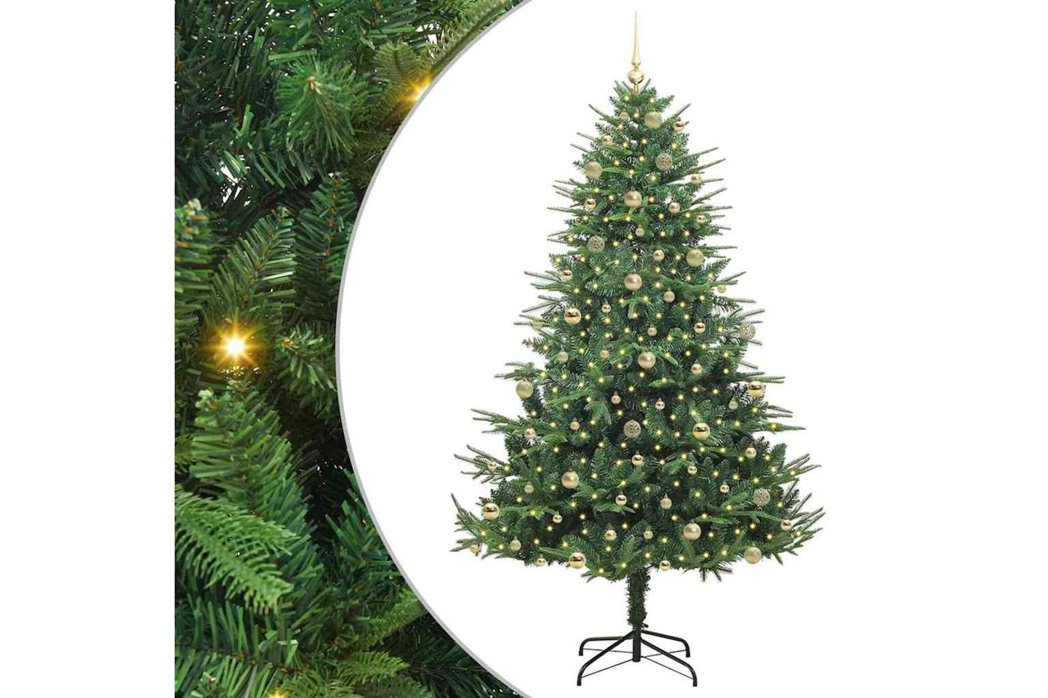 Vidaxl Artificial Pre-lit Christmas Tree With Ball Set Green 240 Cm