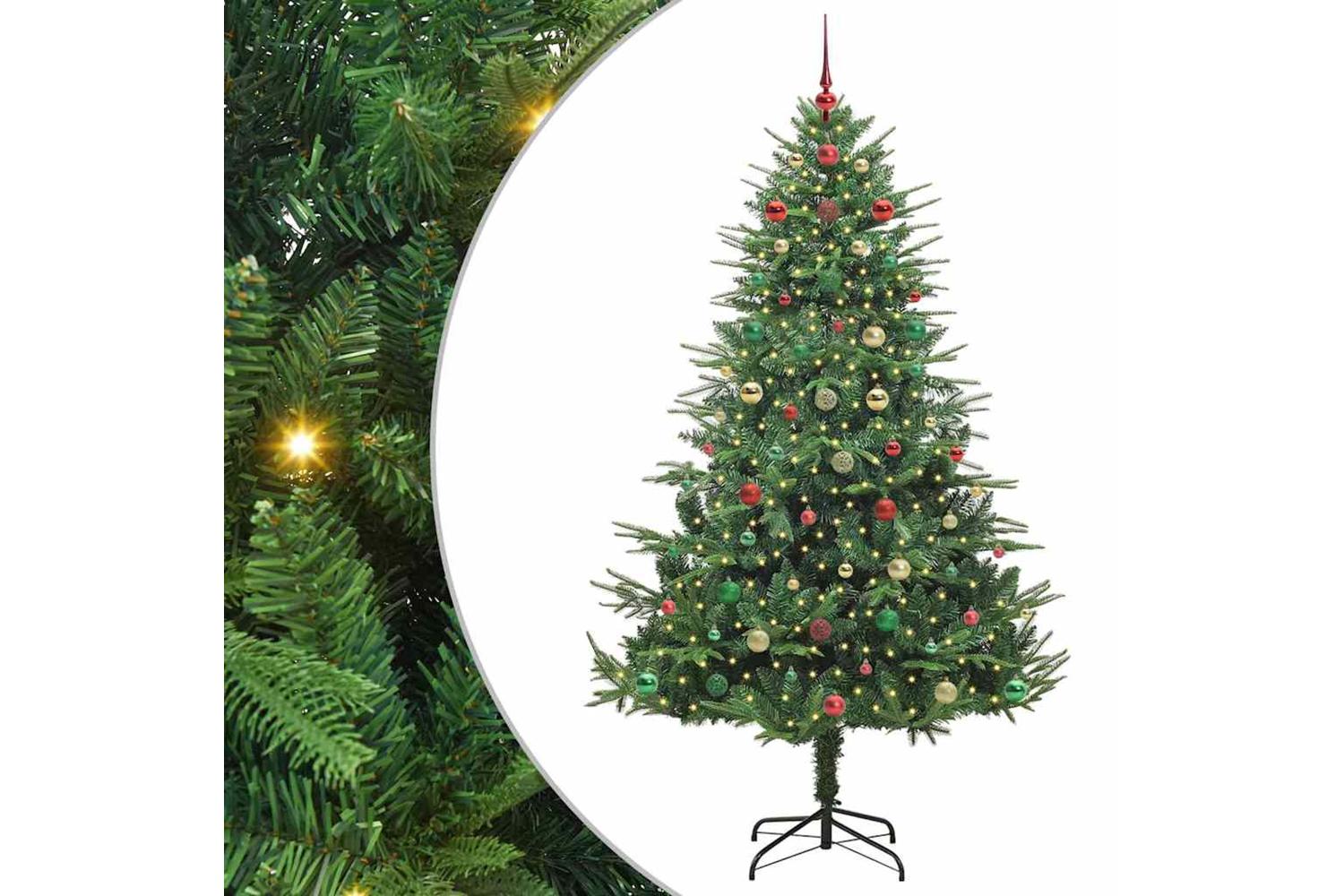 Vidaxl Artificial Pre-lit Christmas Tree With Ball Set Green 240 Cm
