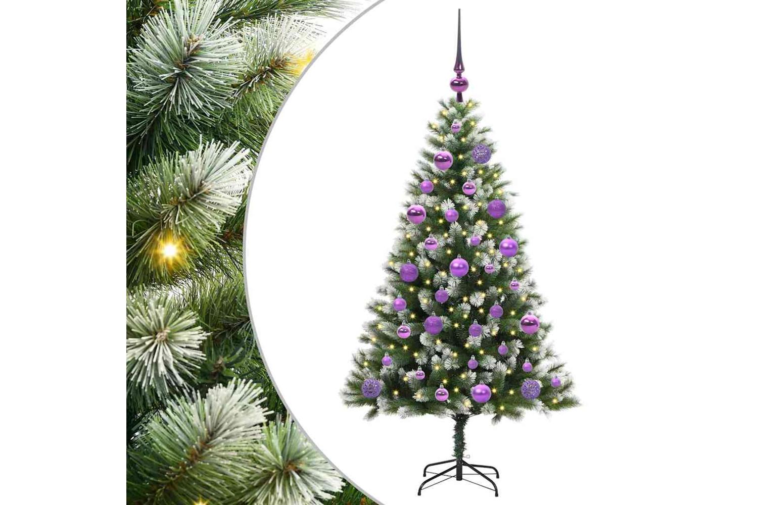 Vidaxl Artificial Hinged Christmas Tree With Flocked Snow 120 Cm