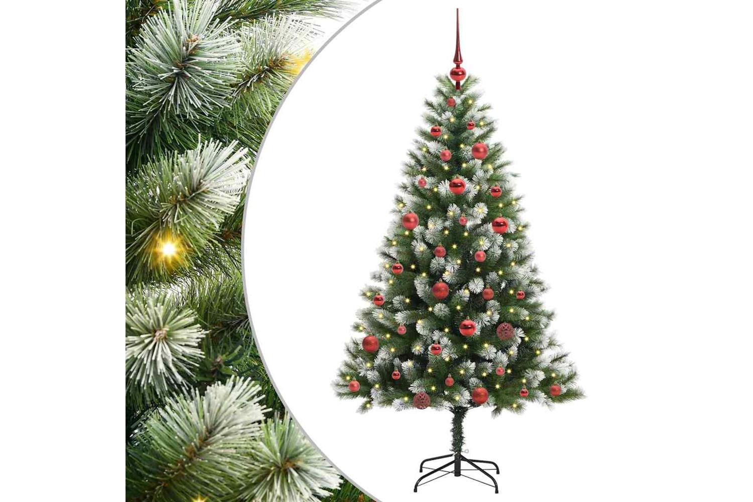 Vidaxl Artificial Hinged Christmas Tree With Flocked Snow 150 Cm